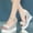 Silver, variant on Women's Pearl & Crystal Embellished Wedge Sandals, Open Toe Ankle Strap Platform Heels, Glam Summer Shoes for Wedding, Party Pink 40