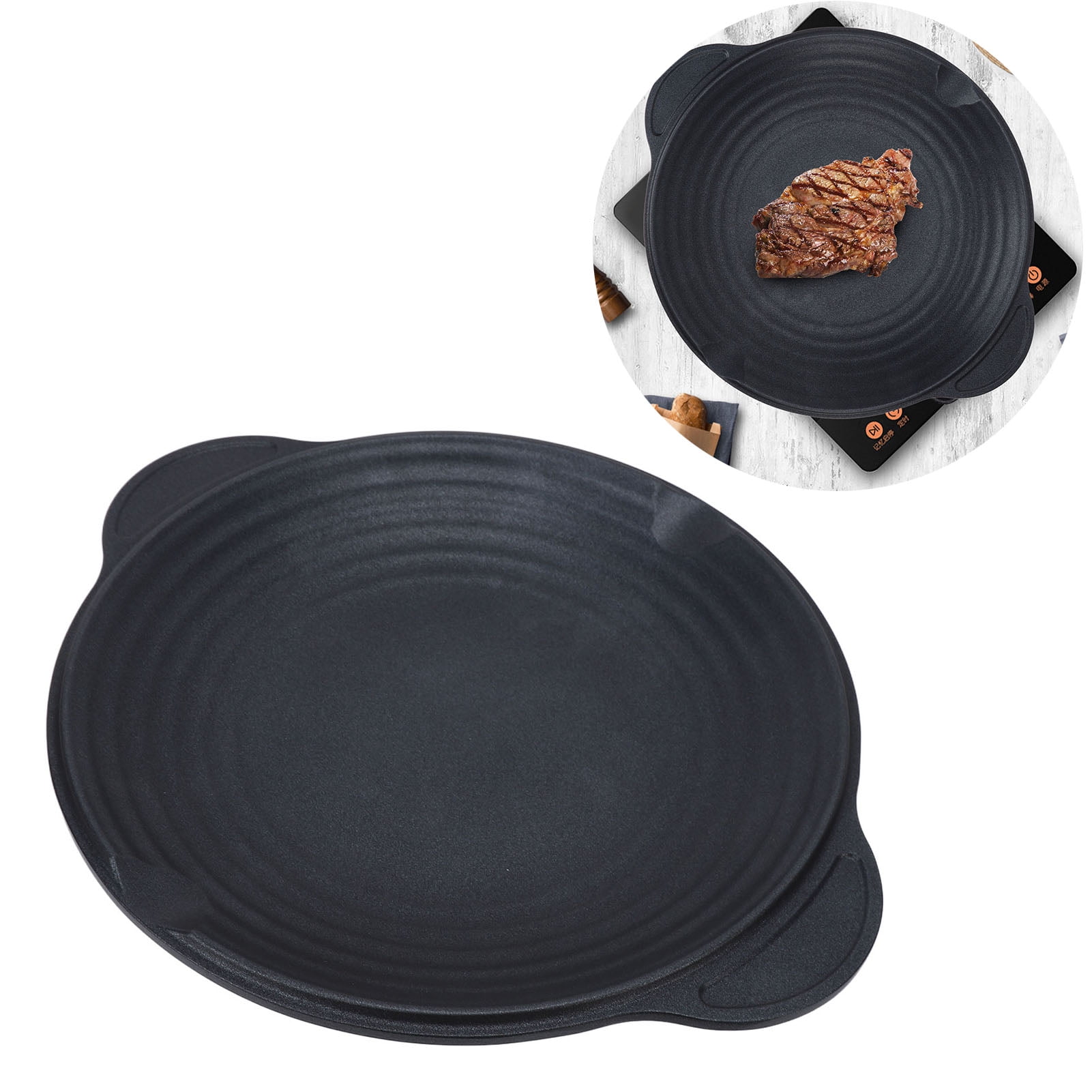 FAGINEY Korean BBQ Grill Pan,Korean BBQ Grill Pan Round Aluminum Alloy