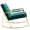 thumbnail image 5 of Accent Chair, Modern Velvet Fabric Leisure Rocking Chair with Stainless Steel Feet and High Backrest, Comfy Single Sofa Rocker Armchair for Lounge Nursery Living Room, Emerald, 5 of 9