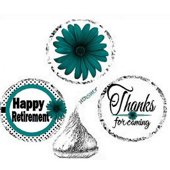 216ct Teal Happy Retirement Party Favor Candy Decoration Stickers Labels Fits Kisses Chocolates Party Favors Envelope