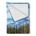 thumbnail image 2 of Landscape Soft Flannel Fleece Throw Blanket, Lake Abraham in the Rocky Mountain Foliage Reflection on Lake, Cozy Plush for Indoor and Outdoor Use, 70" x 90", Azure Blue White, by Ambesonne, 2 of 5