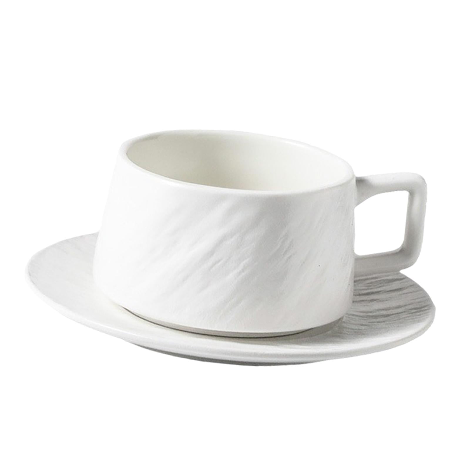 Fiocias Cappuccino Cups with Saucer, Espresso Latte Cup, Creative Unique Porcelain Cups, white