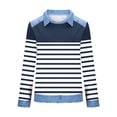 thumbnail image 5 of Dazajoo Womens Long Sleeve Waffle Knit Tunic Oversized Colorblock Sweatshirts with Denim Patchwork Dressy Y2K Streetwear,Navy,S, 5 of 5