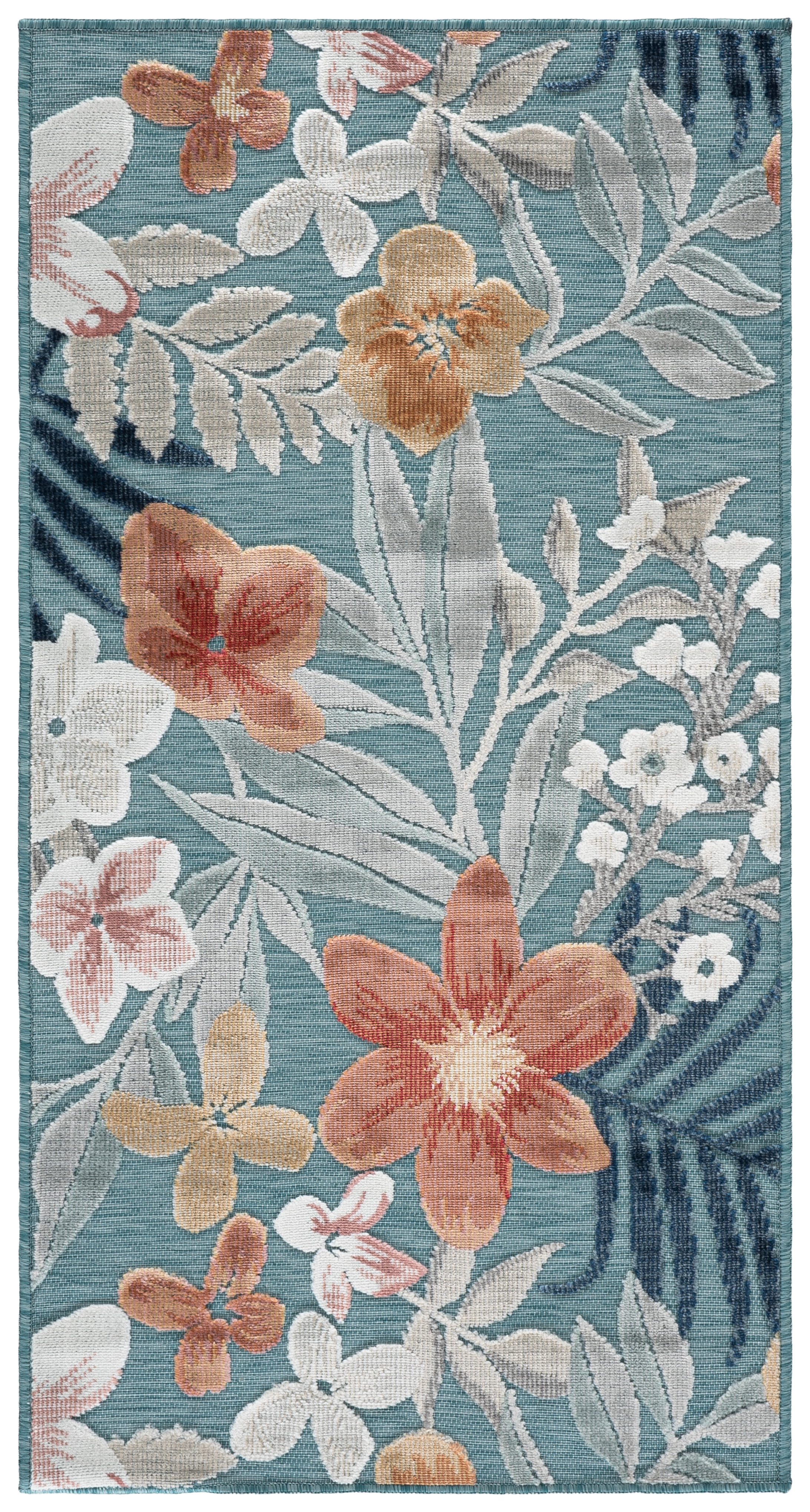 Safavieh Cabana Caris Floral Indoor/Outdoor Area Rug, Aqua/Rust, 2' x 3'