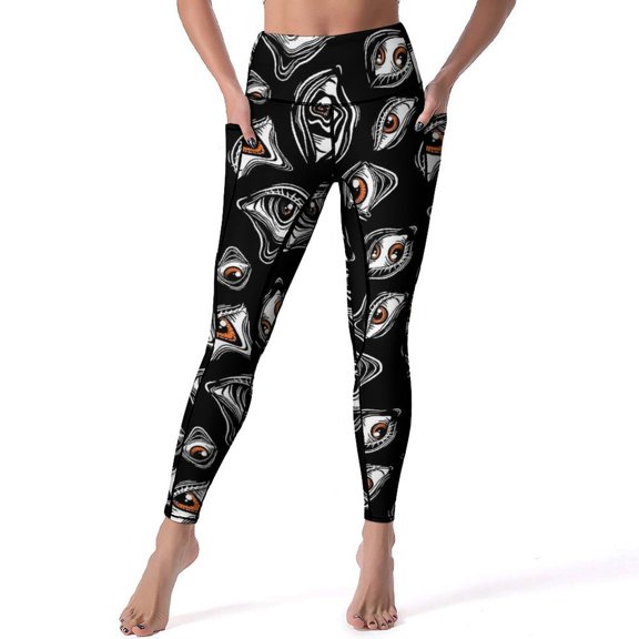 Magic Blue Evil Eye Print Leggings Push Up Yoga Pants Stretchy Yoga Legging Female Graphic Workout Gym Sports Tights