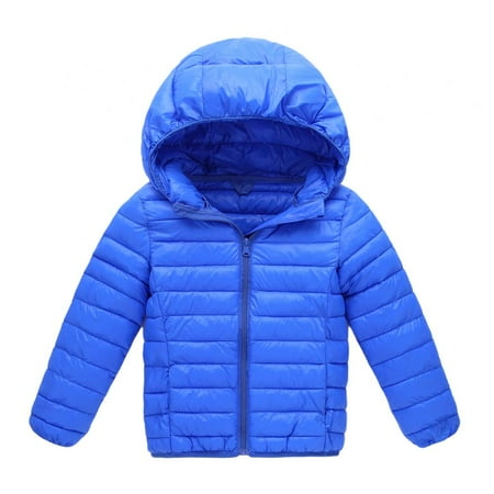 

Baby Boys Girls Hooded Coat Winter Lightweight Down Jacket Cotton Coat with Packable Bag 3-9Years