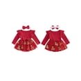 thumbnail image 3 of Gupgi Robe Rouge de Noël pour Bébé Fille 3M 6M 12M 18M 24M Barboteuse-Robe à Manches Longues pour Nourrisson avec Paillettes et Cerf avec Bandeau, 3 of 9
