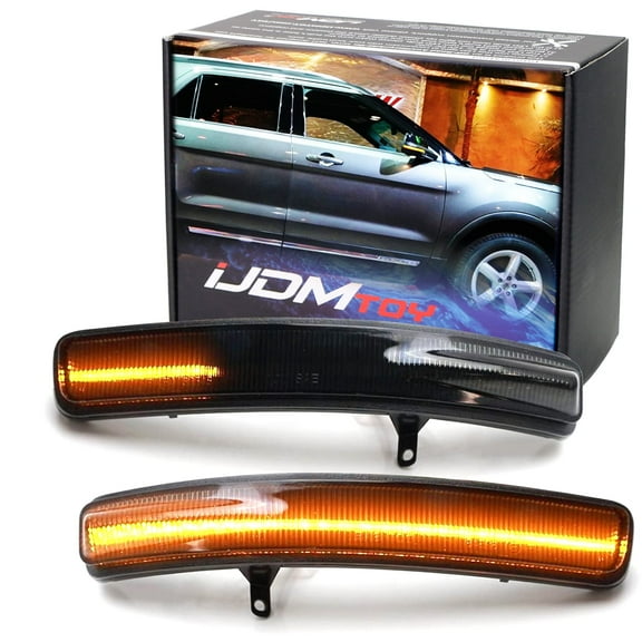 Smoked Lens Dynamic Sequential Blink/Flow Full LED Side Mirror Turn Signal Light Assembly Kit For 2011-19 Ford Explorer