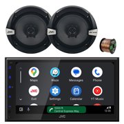 JVC KW-M690BW 6.8" Touchscreen WiFi Bluetooth USB/MP3 Stereo Multimedia Digital Receiver, 2x 6.5" 300 Watt Max 2-Way Car Audio Speakers w/Wire