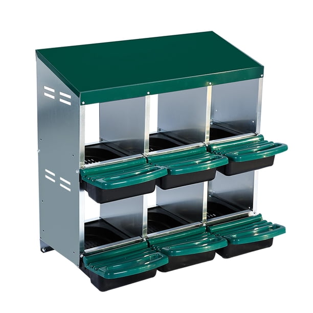 Garvee caja nido para gallinas de 6 compartimentos, montaje en pared, diseño roll away para recolectar huevos fácil, con bandejas extraíbles y limpieza sencilla