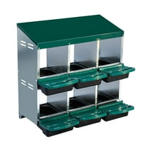 Kojooin 6-Cell Metal Chicken Nesting Box – Heavy Duty Roll Away Design with Lid, Swing Perch, Easy Clean Egg Collection System for Coops