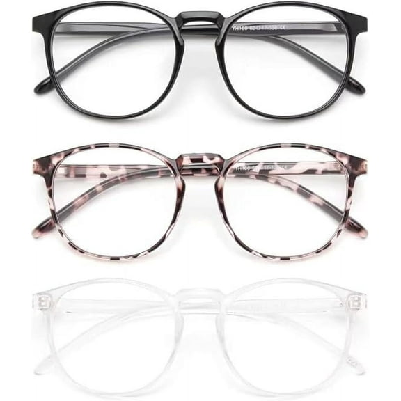 IBOANN Blue Light Blocking Glasses Women/Men, Round Fashion Retro Frame, Vintage Fake Eyeglasses with Clear Lens
