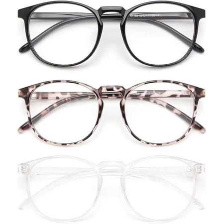 IBOANN Blue Light Blocking Glasses Women/Men, Round Fashion Retro Frame, Vintage Fake Eyeglasses with Clear Lens