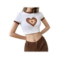 thumbnail image 3 of TRKIYQC Camiseta de Verano para niñas con Cuello Redondo, Camiseta de Manga Corta con Estampado de corazones a la Moda para Mujer Camiseta Base Delgada TRKIYQC perder, 3 of 7