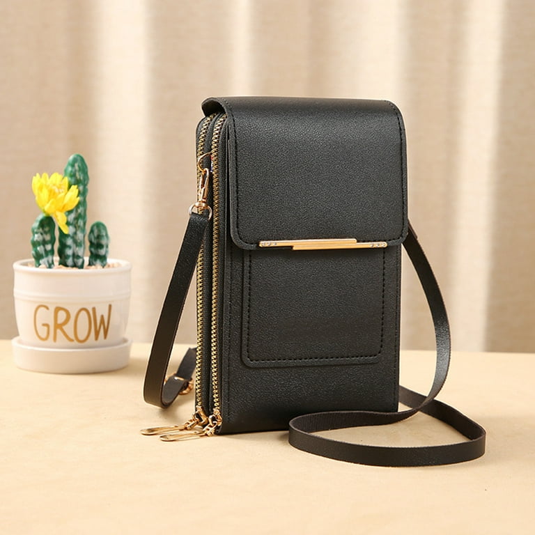 1pc Women's Solid Color Pu Leather Shoulder Bag With Zipper & Snap