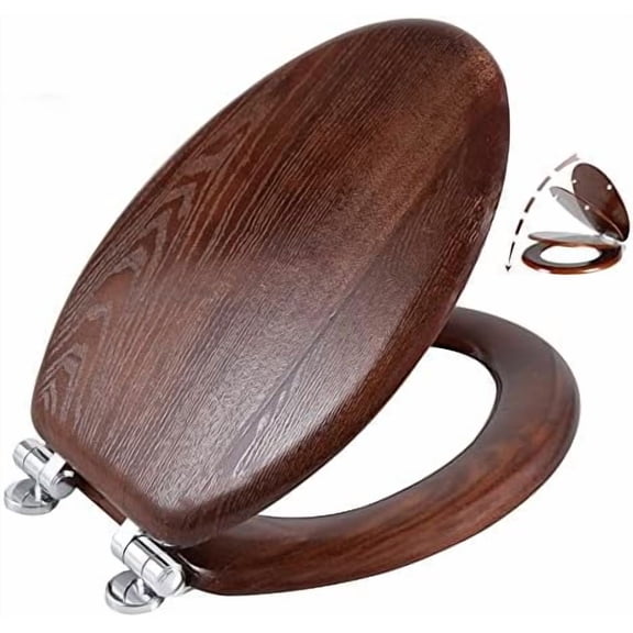 Elongated Wood Toilet Seat with Quiet Close,Easy Clean,Quick-Release Hinges(Elongated,Dark Walnut)$$Tools & Hardware Other