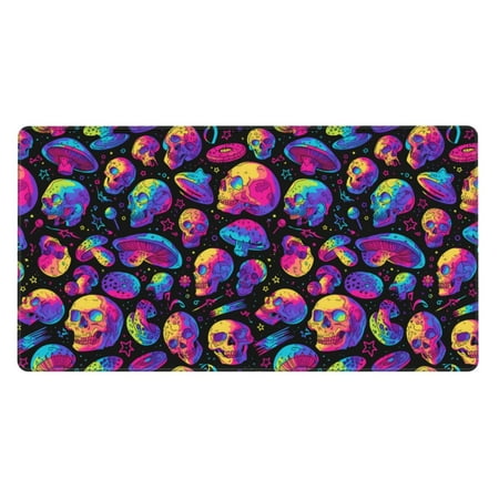 Pofeuu Skull rainbow star mushroom Print Mouse Pad Rubber Multipurpose Comfortable Waterproof Mousepad Desk Mat for Gamer Office Home