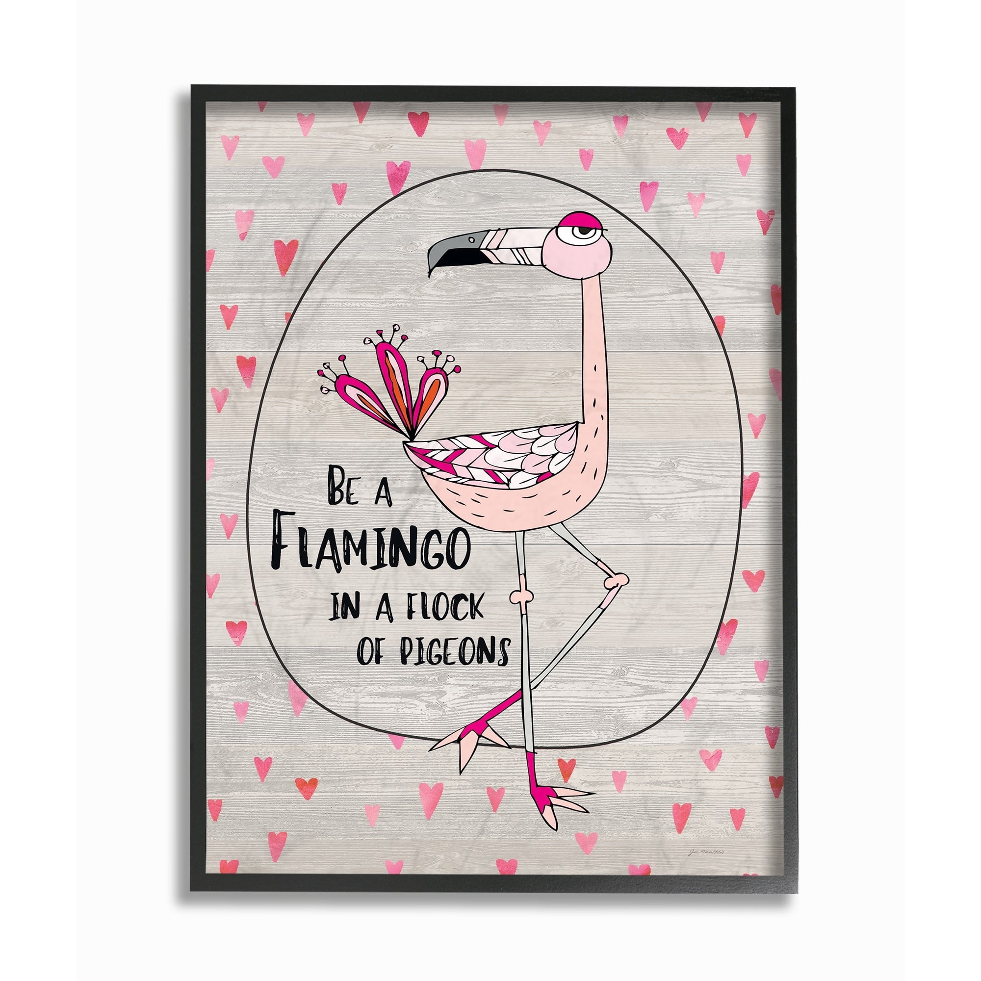Stupell Industries Be A Flamingo Cartoon, 24 x 30,Design by Jo Moulton
