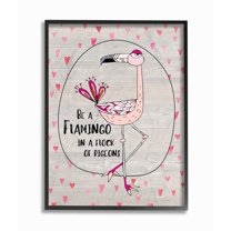 Stupell Be A Flamingo Cartoon Framed Giclee Wall Art - Pink 11 x 14 Black