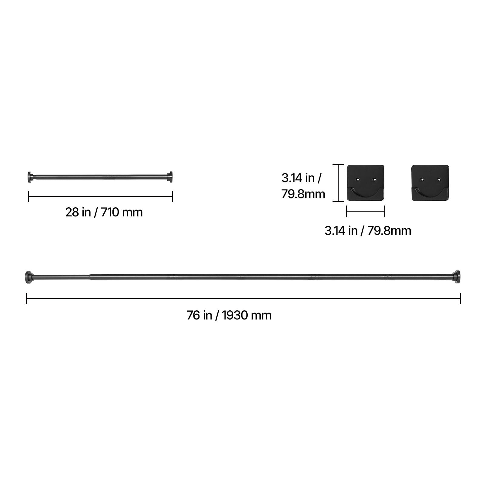 Tension Shower Curtain Rod, 28-76 Inch Adjustable Stainless Steel, 53 lbs Load Capacity with Brackets, Drill-Free Installation, Rust-Resistant for Bathroom