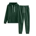 thumbnail image 1 of Gibobby Sudaderas de Forro Polar y Pantalones Color sólido de lana para mujer Color sólido con sombrero Traje deportivo Mujer(Negro,CH), 1 of 4