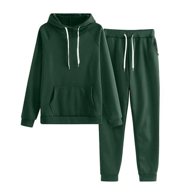 Gibobby Sudaderas de Forro Polar y Pantalones Color sólido de lana para mujer Color sólido con sombrero Traje deportivo Mujer(Negro,CH)