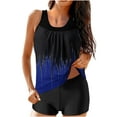 thumbnail image 2 of Frostluinai Women's Tankini Swimsuits Loose Fit Athletic Bathing Suits Trendy Color Block Tankini 2 Piece Pleated Swim Tank Tops Boyshorts, 2 of 6