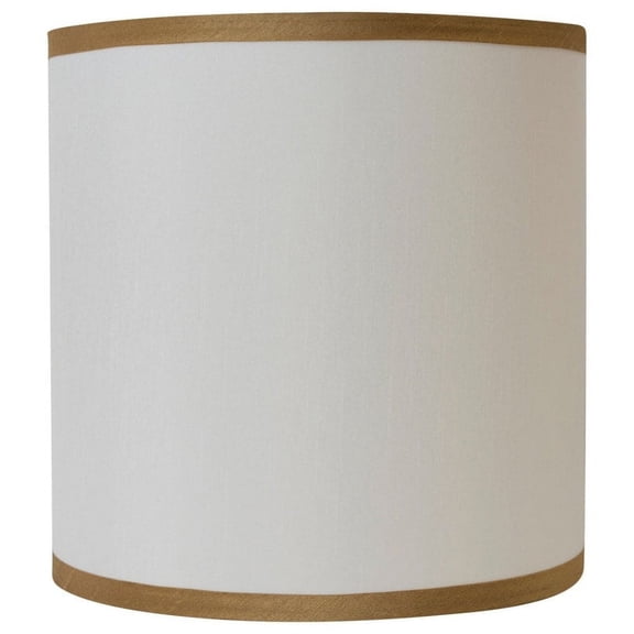 Faux Silk Drum Lamp Shade, 8" to 14" Bottom Size Off White, Gold 12"