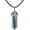 Metallic Rainbow Coated Hematite, variant on Metallic Rainbow Coated Hematite Gemstone Hexagonal Pointed Reiki Chakra Pendant Genuine Leather Necklace 18 Inch