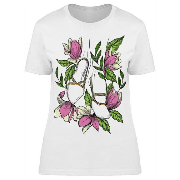 Ballerina Shoes Flowers Legs T-Shirt Women -Image by Shutterstock, Female Large