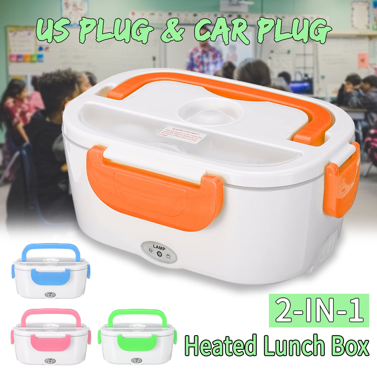 US 12V 40W Portable Auto Car Electric Heating Lunch Box Bento Food Warmer Heated