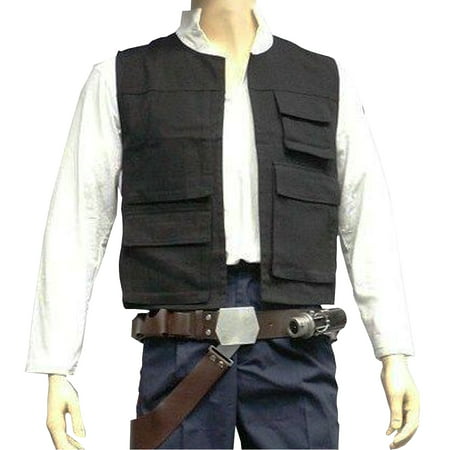 Han Solo Vest Adult Costume Star Wars Harrison Ford Movie Black New Hope