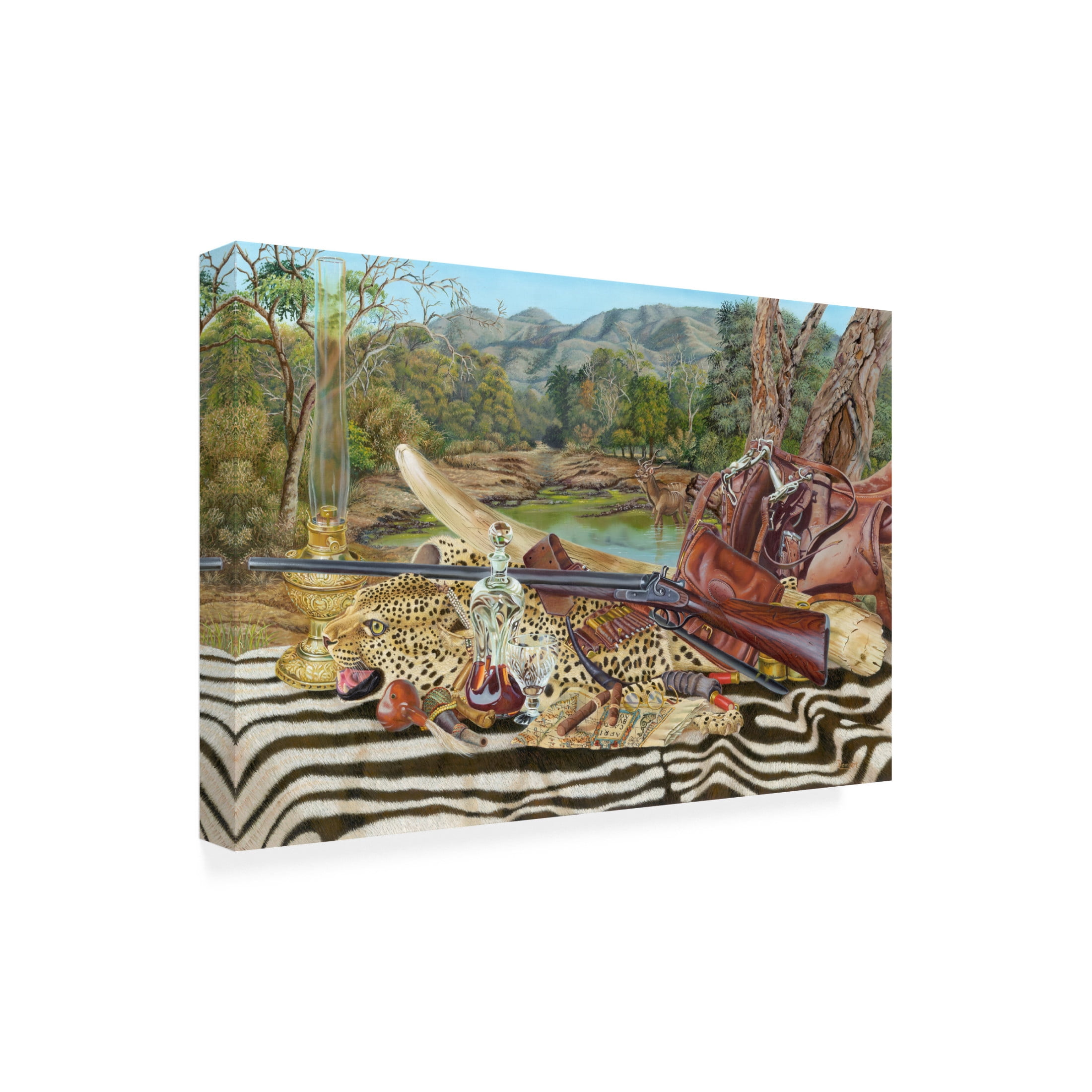 Canvas Wall Art - Delene Lambert 'Hunting Still Life 2' Wall Art for Living Room, Bedroom, or Office Décor by Trademark Fine Art - 32 x 22 Inches