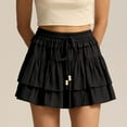 thumbnail image 6 of Gytharion Womens Mini Skirt Built-in Shorts Cute Solid Pleated Tiered Ruffle Short Skirt Summer Flowy Drawstring Elastic High Waist Tennis Golf Skort, 6 of 8