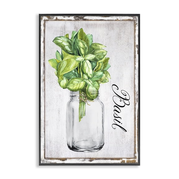 Stupell Industries Farmhouse Rustic Garden Basil Black Framed Giclee Art, 12 x 18, by Creatif Belle