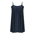 thumbnail image 7 of OSFVNOXV Summer Nightgown Dress for Women Ruched Pleated Front Spaghetti Strap Tank Dress Sleeveless Loose Flowy Knee Length Sleepwear Shirt Mini Dress with Pockets, 7 of 7