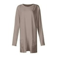 thumbnail image 3 of Kaemgyyd Plus Size Tops for Women Basic Casual Loose Pullover Crew Neck 3/4 Length Sleeve Shirt with Pocket Fall Long Outfit, 3 of 3