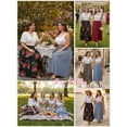 thumbnail image 5 of SHOWMALL Women's Plus Size High Waisted Maxi Skirts with Pockets, Gray Blue 3X Boho Flowy A-Line Long Skirt, Casual Summer Beach Skirt with Drawstring, 5 of 8