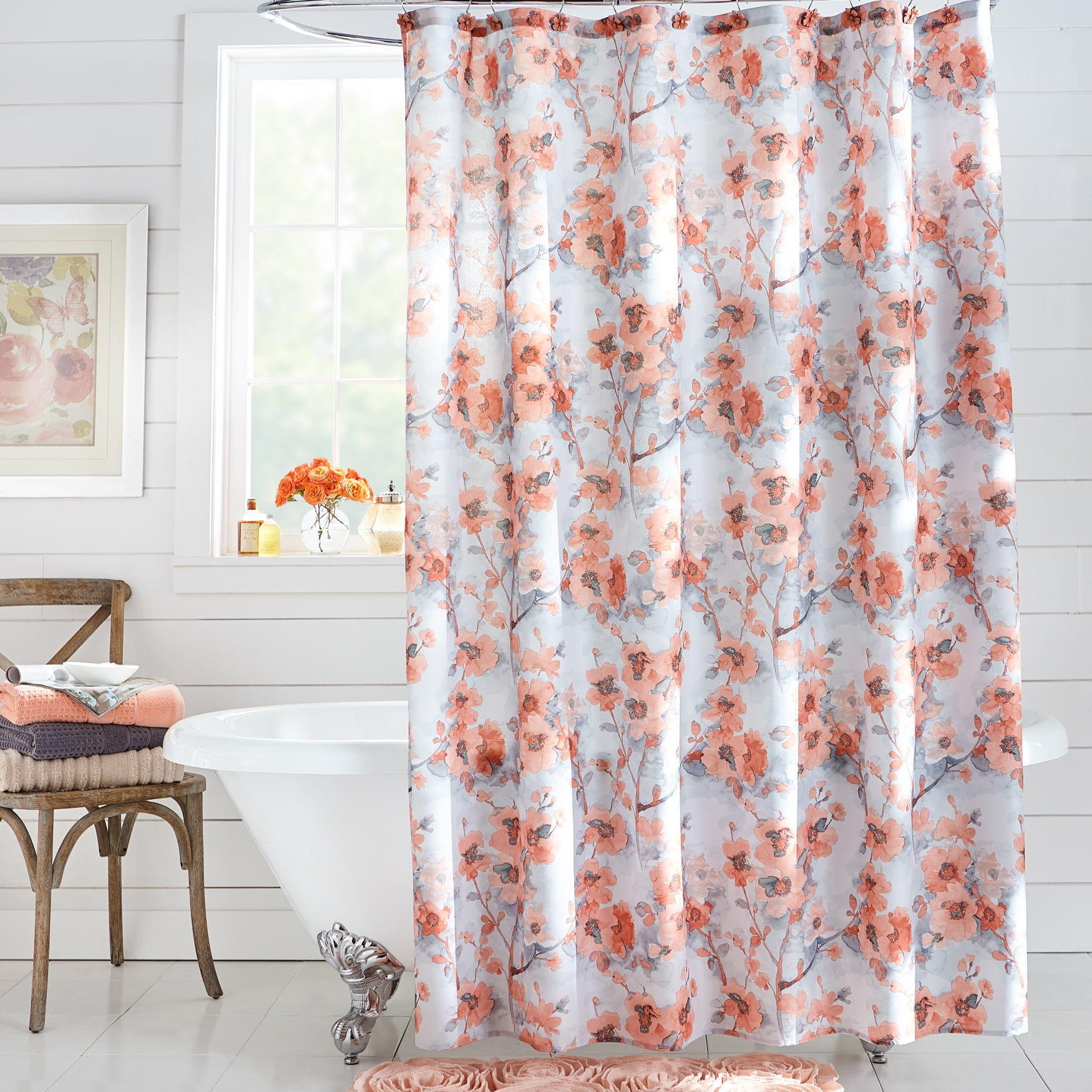Brylanehome 13 Piece Waverly Floral Shower Curtain Set Brylanehome 13 Piece Waverly Floral Shower Curtain Set