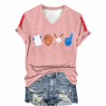 thumbnail image 5 of V-Neck Women's Short Sleeve T-shirt Women'S Baseball Festival Solid Color Baseball Printed V Neck Short Sleeved Top,Pink Women's Short sleeve T-shirt XXL, 5 of 6