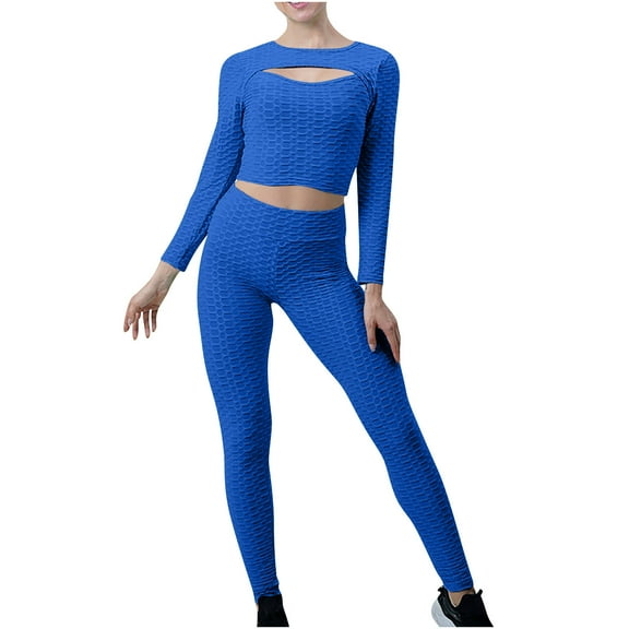 UYISJ Jogging Suits for Women Casual Two Piece Tracksuits Outfits Long Sleeve Sweatsuits Slim Fit Pants Workout Set Blue L