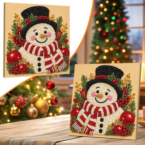 Christmas Snowman Pearl Diamond Art Kits for Adults 7.87 Inch,Christmas Pearl Painting Art Kits 3D Christmas Pearl Beads Art Craft Holiday Christmas Wall Decor, Handmade Home Decoration Gift