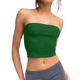 thumbnail image 2 of Womens Tops Tube Tops Strapless Crop Tops Basic Backless Sleeveless Bandeau Cute Summer Outfits Sexy Solid Tops Tank Top for Women Plus Size Tops for Women Green Polyester M, 2 of 7