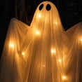 thumbnail image 4 of Light Up Hanging Ghost Decor Halloween Tulle Ghost Outdoor Decor Halloween Decorations 47.20IN Large Halloween Ornament Tall Floating Ghost Decor for Tree Porch and Lawn Decoration, 4 of 9
