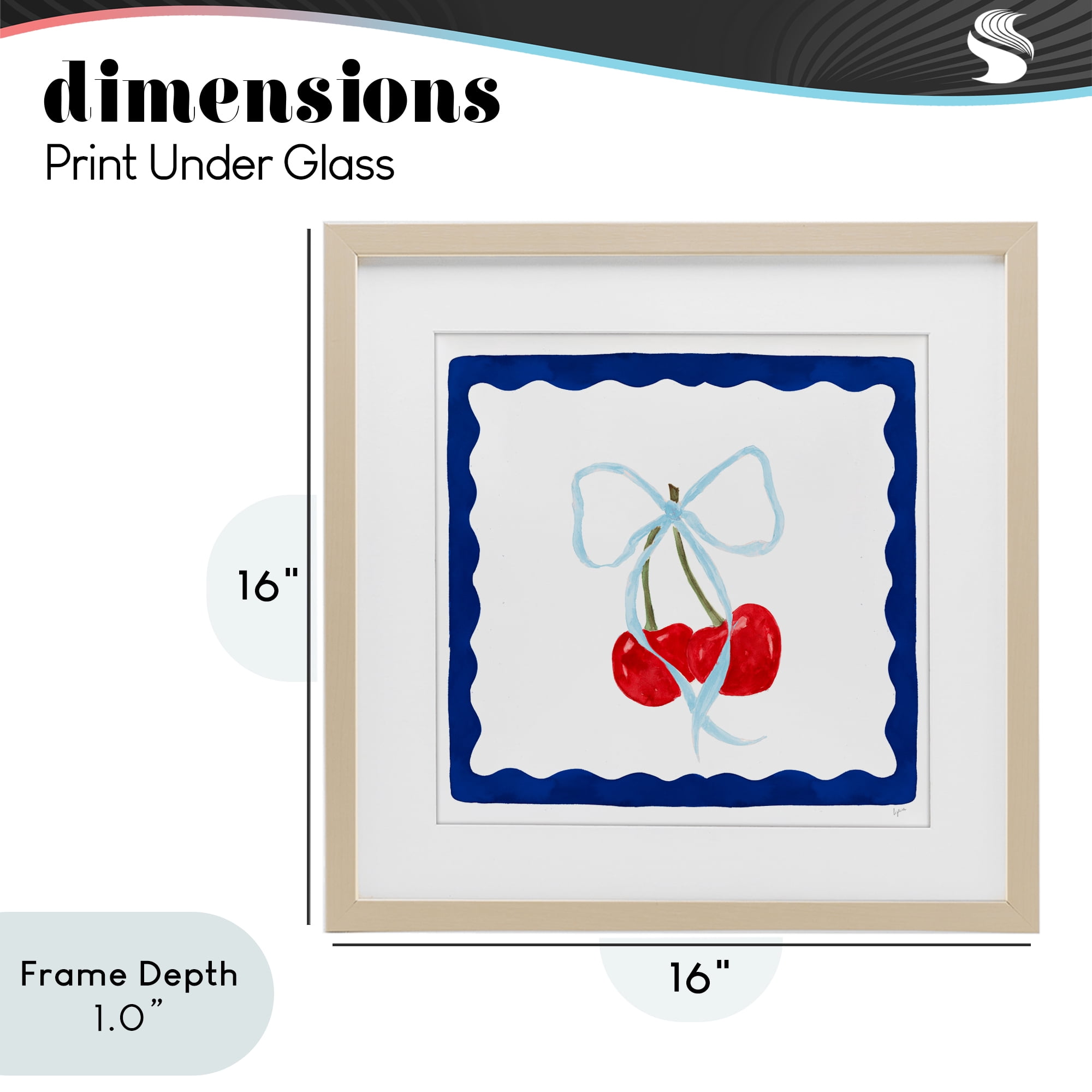 Stupell Industries Summer Bordered Cherries Birch Framed Print Under Glass, design by Lucille Price