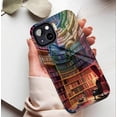 thumbnail image 5 of Colorful Library Book Nook Phone Case - Vibrant Retro Bookshelves & Lantern Design, Durable Slim Fit with Shockproof Protection, Perfect for Book Lovers, Readers & Gift Seekers, Compatible with iPhon, 5 of 9