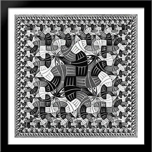Square Limit 28x28 Large Black Wood Framed Print Art by M.C. Escher
