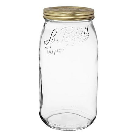 Le Parfait Glass Jars - 3 Le Parfait Screw Top Jars - Wide Mouth French Glass Preserving Jars - Preserve, Store, Serve, Décor (3, 3000ml - 96oz - Gold Lid) 3 3000ml - 96oz - 3L Gold Lid