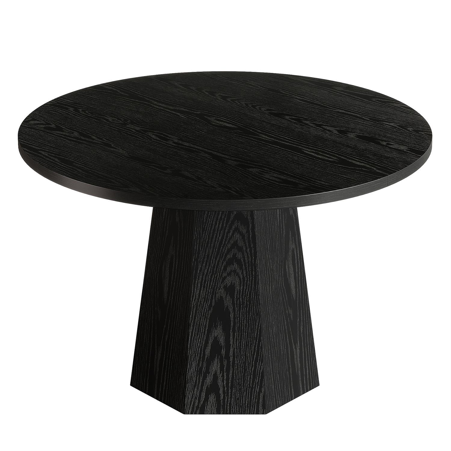 Demi Bonn 46" Modern Round Table witj Sleek Pedestal Base for Conference & Dining, Black