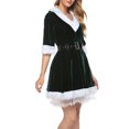 thumbnail image 3 of Mrs Claus Costume for Women Santa Dress Hooded Christmas Dress Cosplay Suit Holiday Outfit, 3 of 7